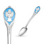 Серебряная чайная ложка с гравюрой ангелочка в голубой эмали  на ручке  9301078б